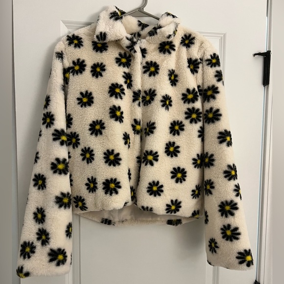 Altar'd State Black and Yellow Faux Fur Coat - Picture 1 of 2